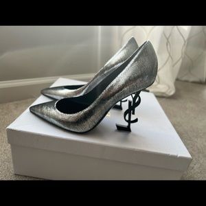 NEW SAINT LAURENT YSL OPYUM Heels Shoe Sz39 Silver
